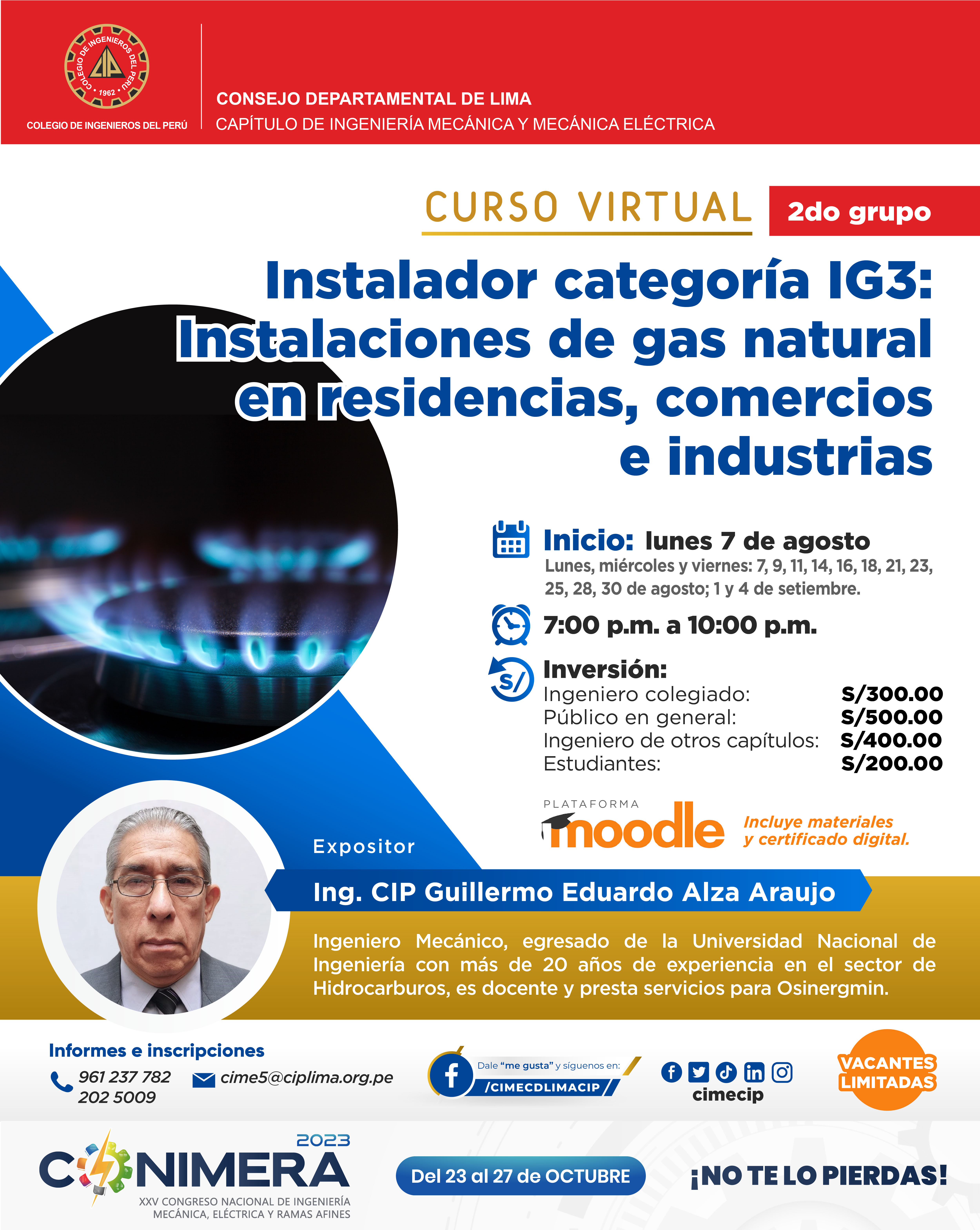 Instalador categoría IG3: Instalaciones de gas natural en residencias, comercios e industrias.