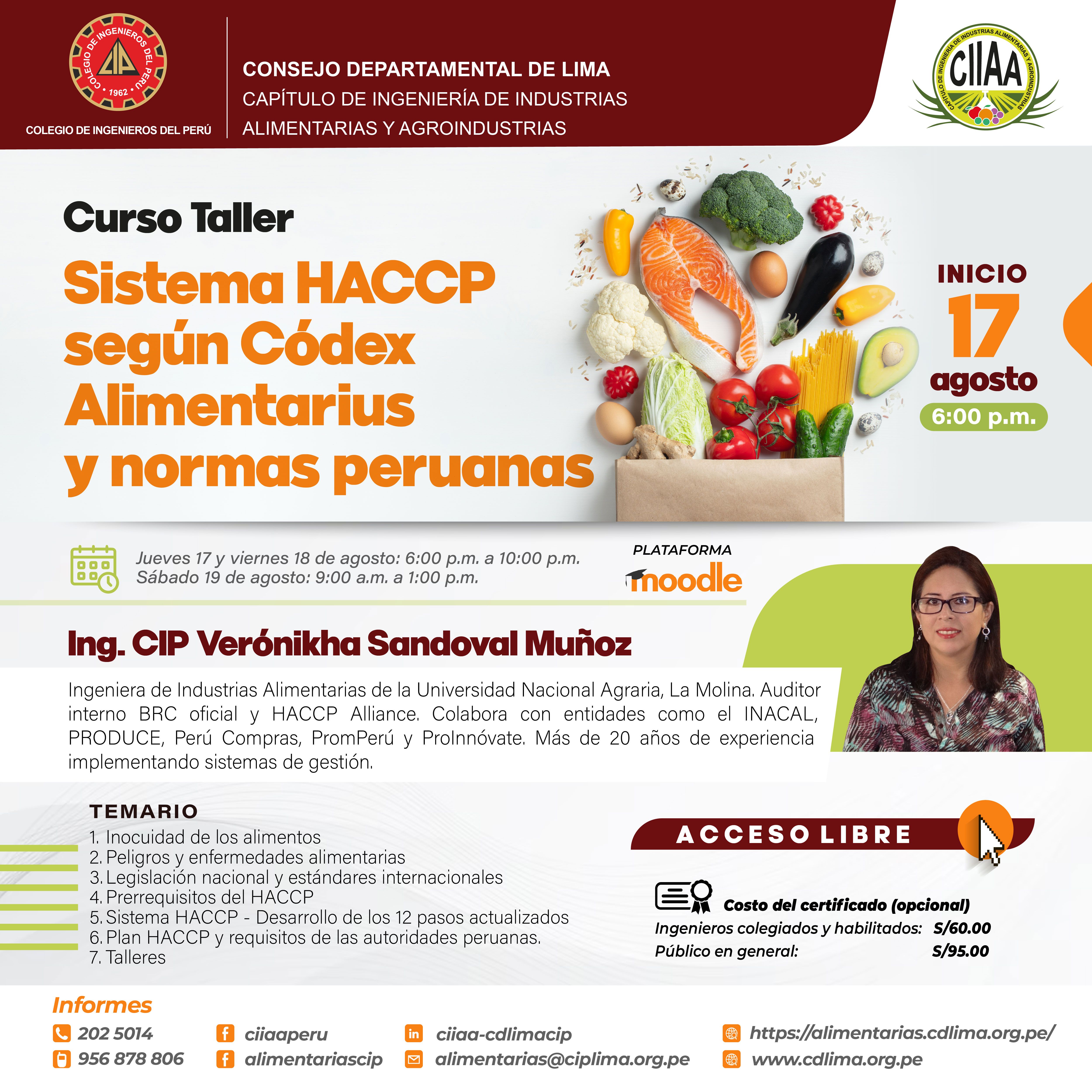 Curso Taller Sistema HACCP según Códex Alimentarius y normas peruanas