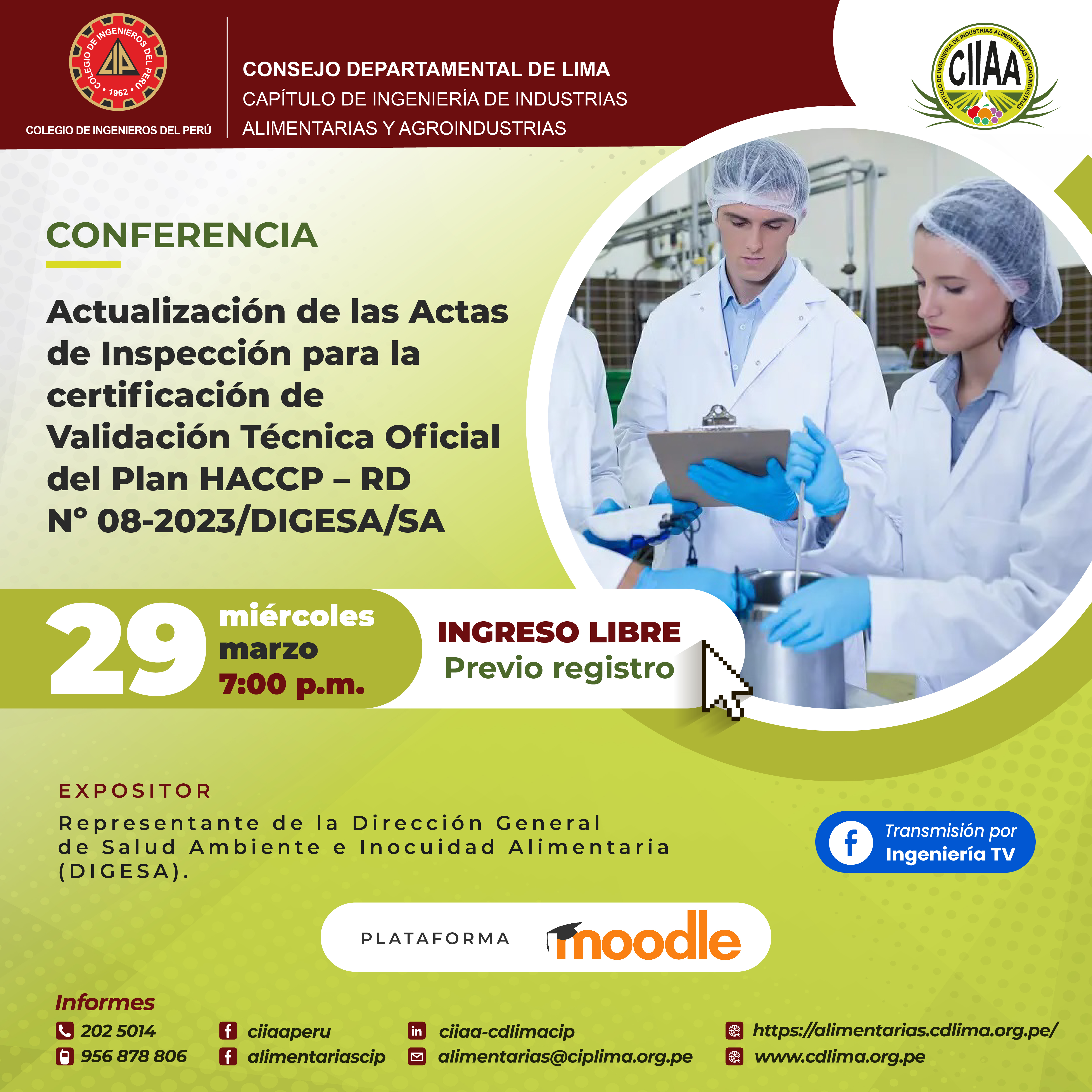 Conferencia Actualización de las Actas de Inspección para la certificación de Validación  Técnica Oficial del Plan HACCP-RD N° 08-2023/DIGESA/SA