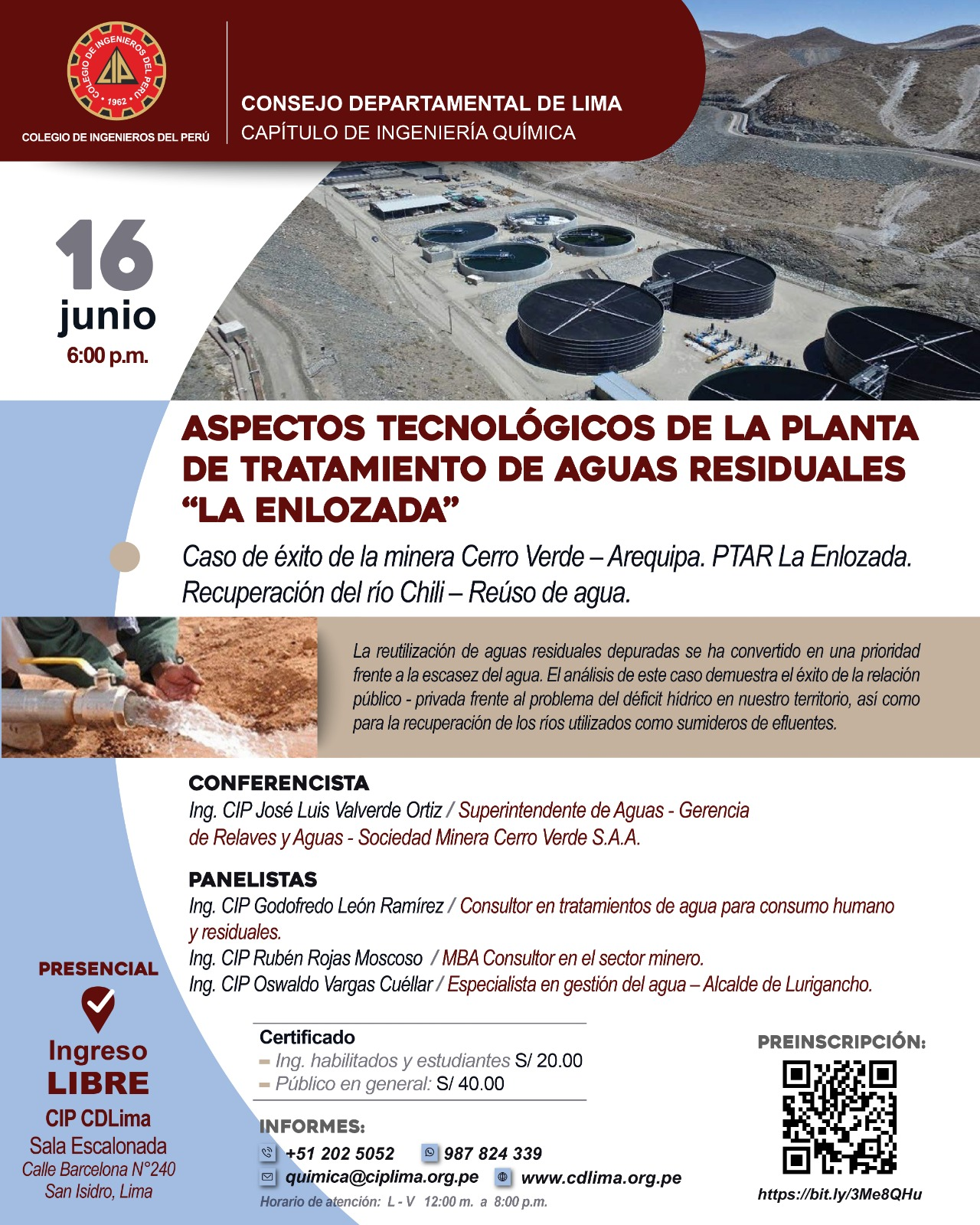 Aspectos Tecnológicos de la Planta de Tratamiento de Aguas Residuales "La Enlozada" - Sociedad Minera Cerro Verde S.A.A
